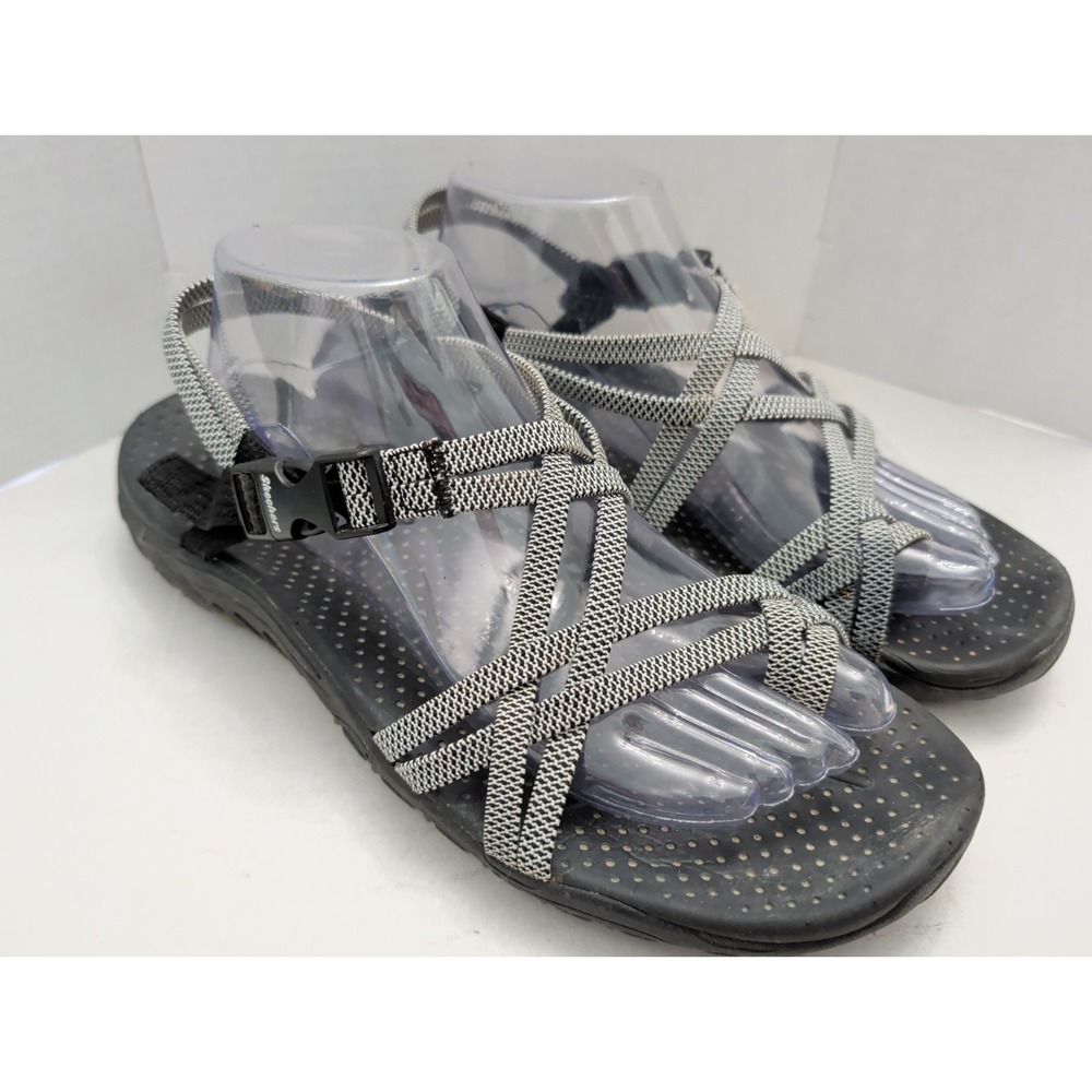 Skechers Women's Reggae Irie Mon 163013 White Buckle Strappy Sandals Size 10